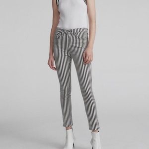 Rag & Bone Striped High Rise Ankle Skinny Capri